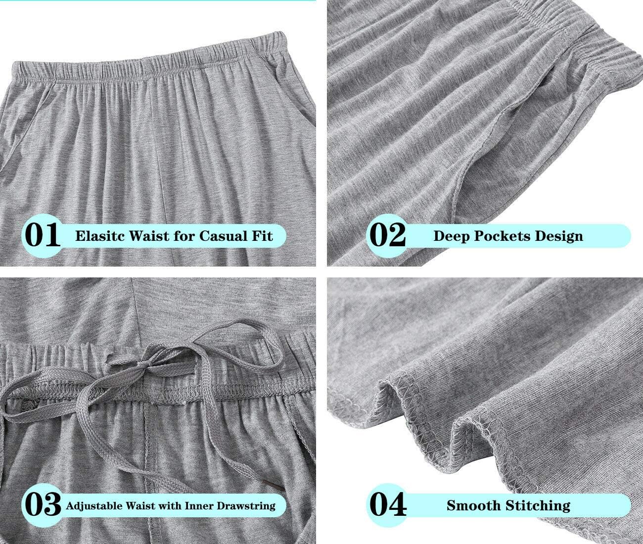 Detalle de JINSHI Women’s Modal Pajama Pants with Pockets, Soft Lightweight Elastic Drawstring Lounge Bottoms