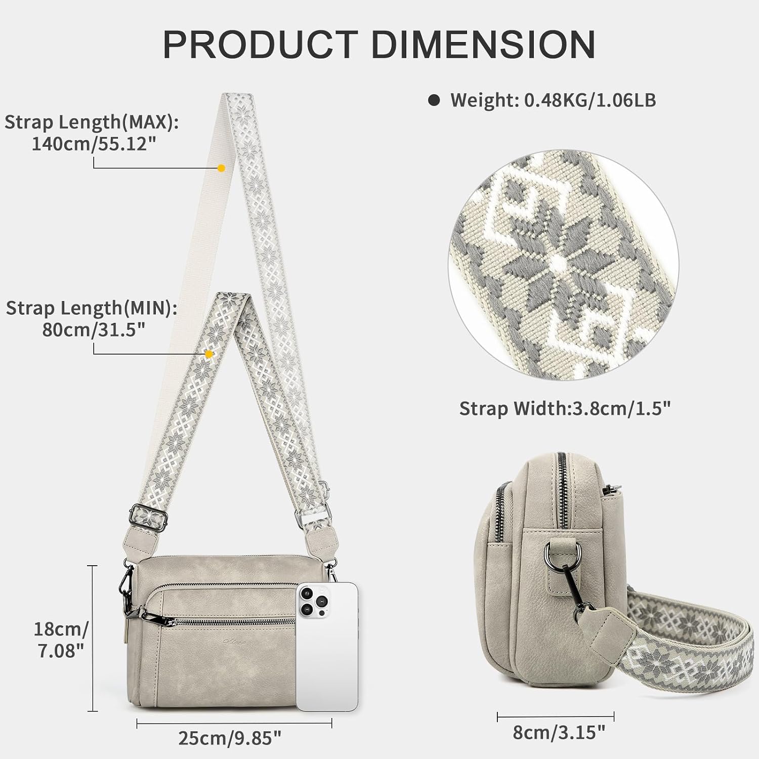 Thumbnail 5 de HILAEX Women's Cross Body Bag with Anti-Theft Function and 4 Zip Compartments