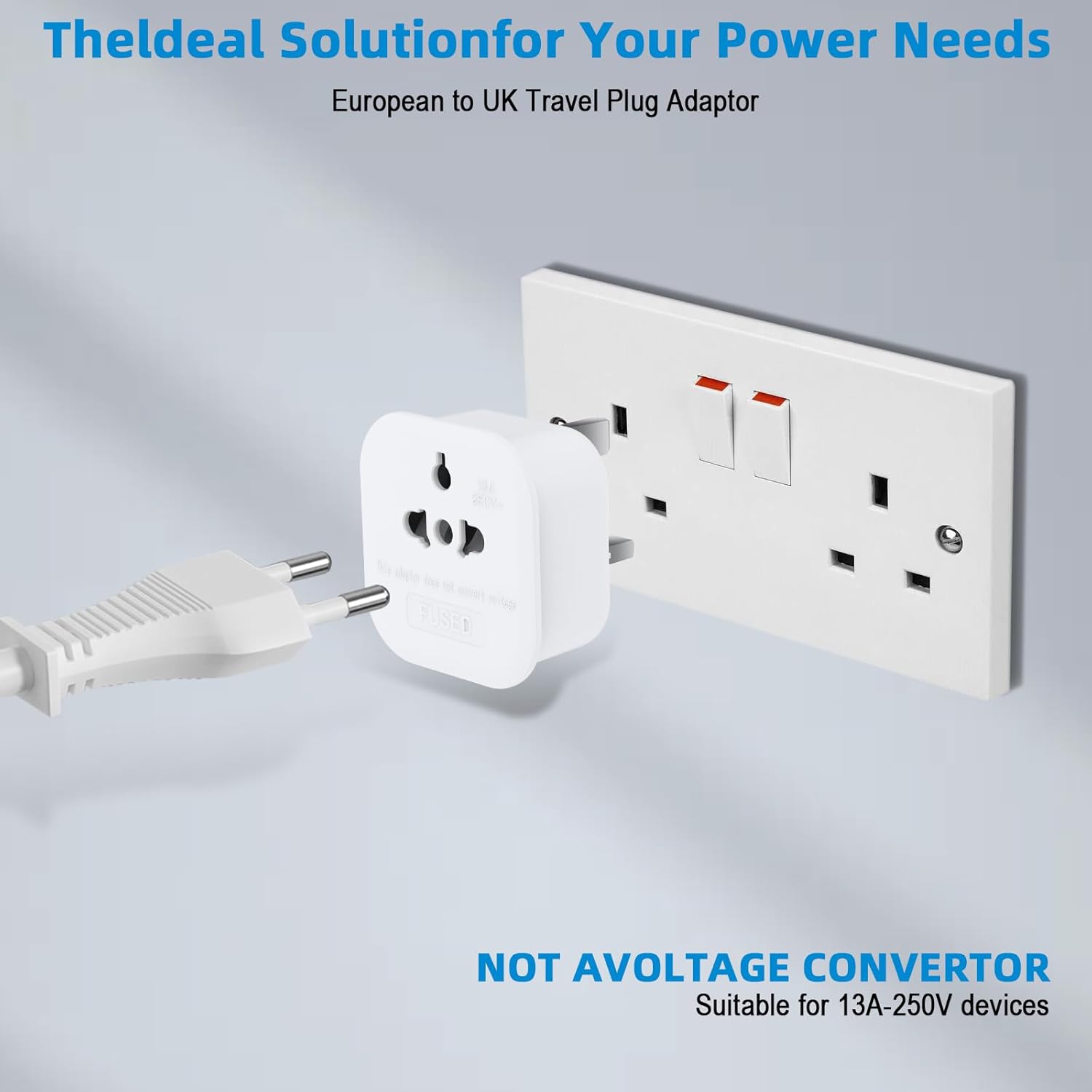 Thumbnail 4 de US to UK Plug Adapter 13A 2-Pack