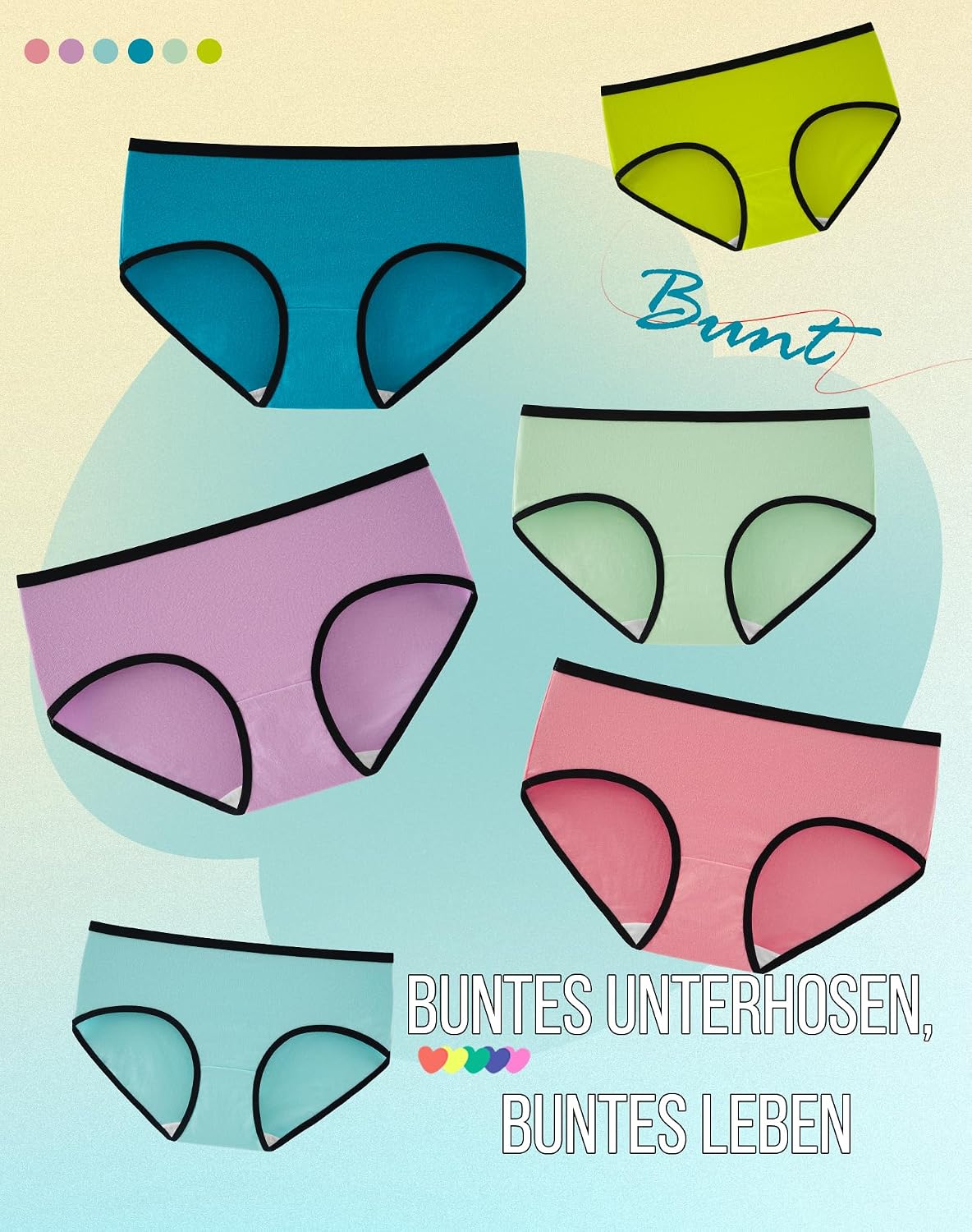 Detalle de INNERSY Unterhosen Mädchen Baumwolle – Bequeme Slips im 6er Pack für Teenager (8–16 Jahre)