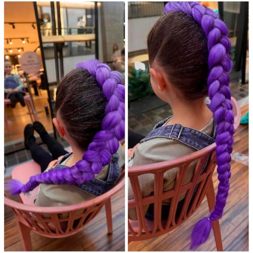 Thumbnail 3 de Zynxel trenza morada con clip, extensión de 66 cm para cosplay y disfraces