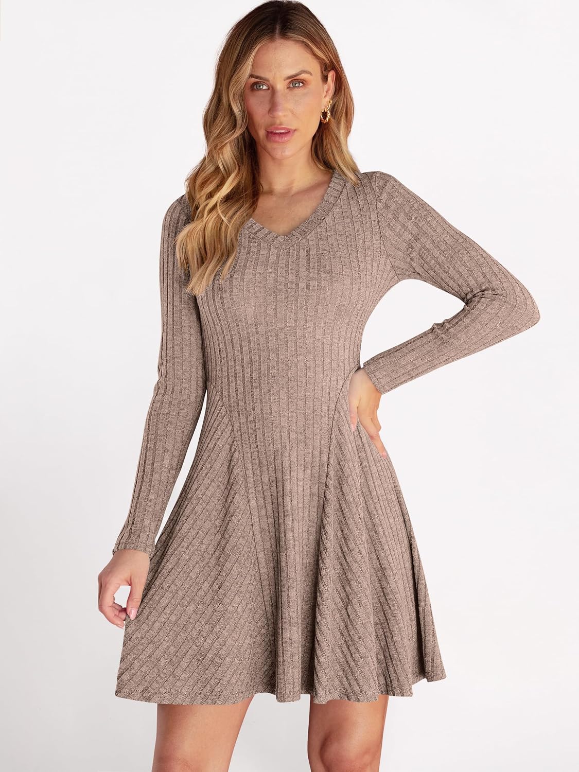 Thumbnail 6 de ANRABESS Women Ribbed V‑Neck Short Dress