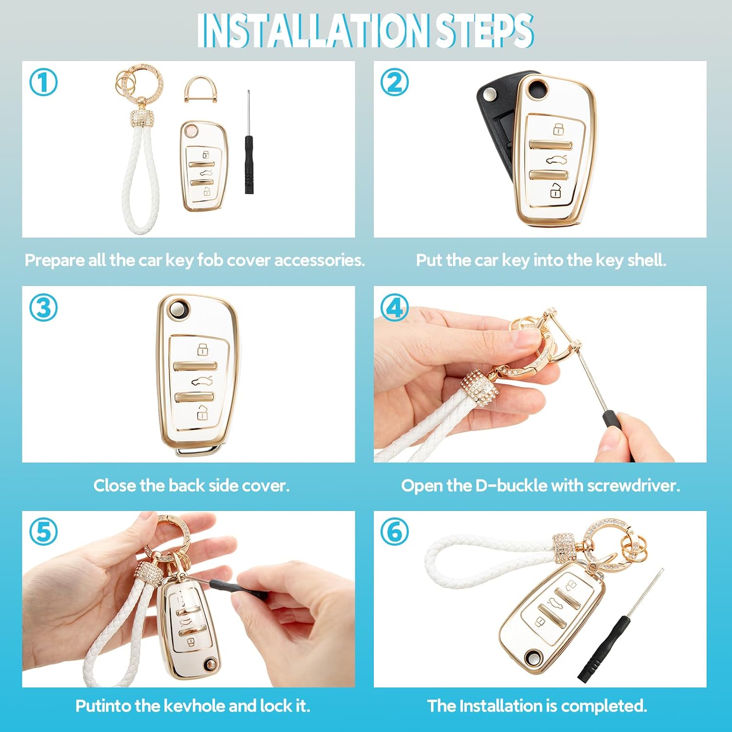 Detalle de Car Key Cover Protection for Audi – Soft TPU Fob Case with Lanyard