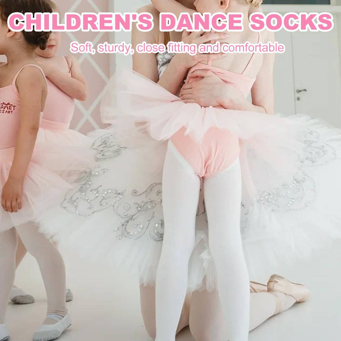 Detalle de UEAVOID 2 Paar Ballettstrumpfhose Mädchen – elastisch, hautfreundlich und passend für 6–9 Jahre