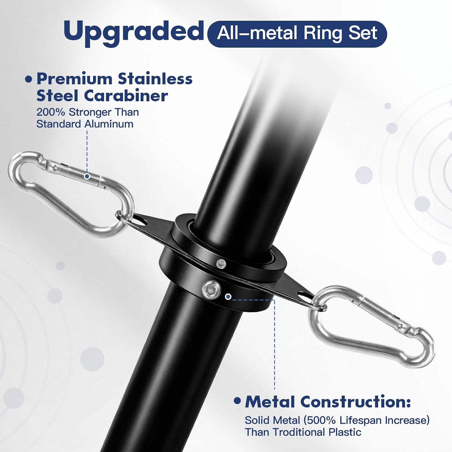 Detalle 2 de Anovo FC001 7 ft Flagpole Kit, Black Stainless Steel with Rotating Rings