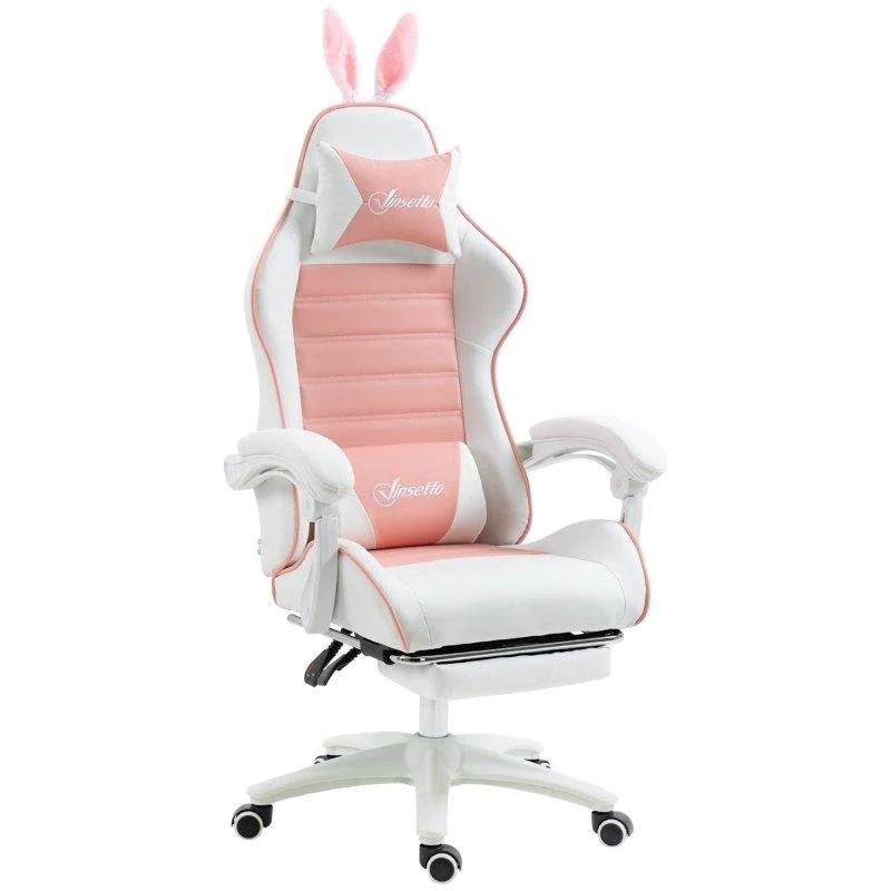 Detalle 2 de Silla Gaming Welltin Rosa y Blanco Reclinable 135° con Reposapiés