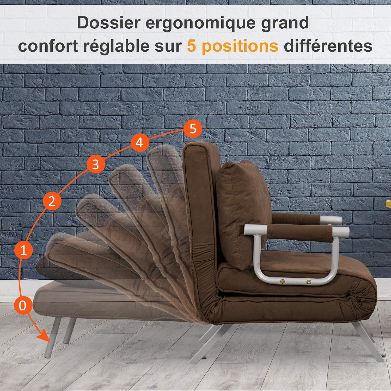 Thumbnail 5 de HOMCOM Fauteuil canapé-lit Grand Confort 1 place