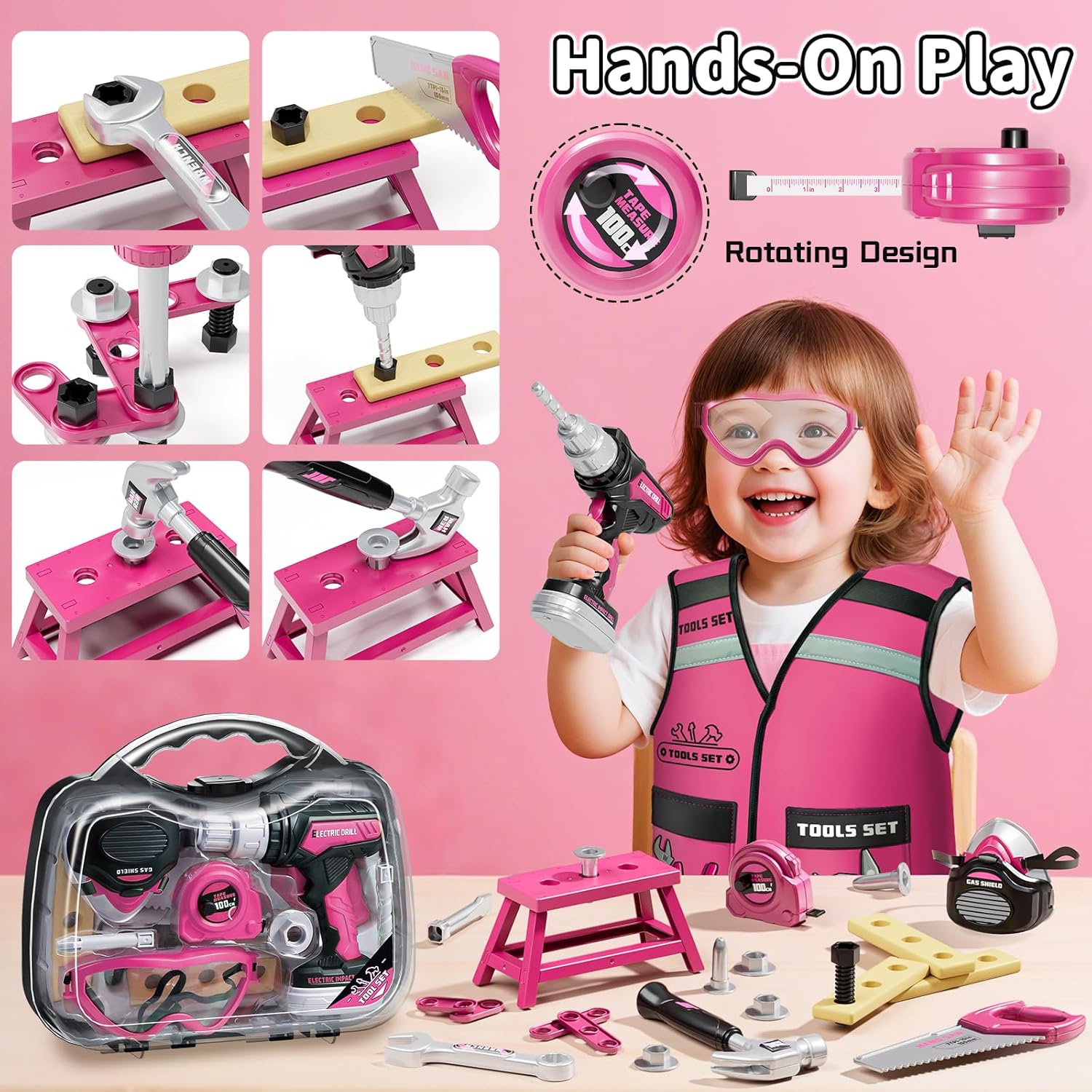 Detalle 2 de KidBloom Juguetes Niña 3 Años Taladro rosa