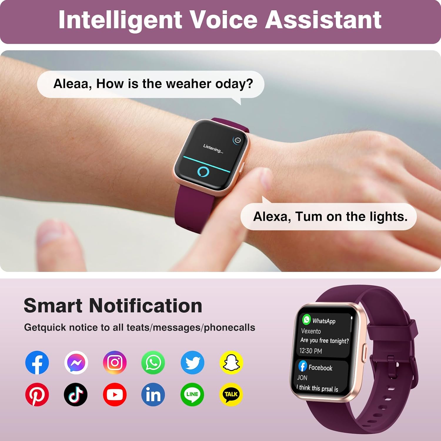 Detalle de Alexa Built-in 1.8" HD Ladies Smartwatch with SpO2