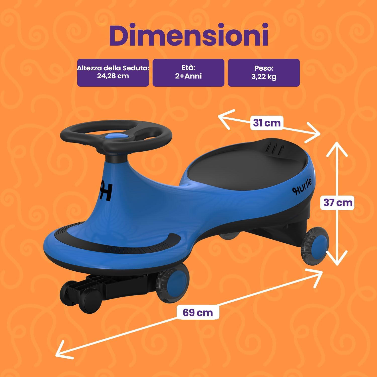 Thumbnail 6 de Hurtle Macchina per Bambini cavalcabile a movimento oscillante, senza pedali né batterie (blu)