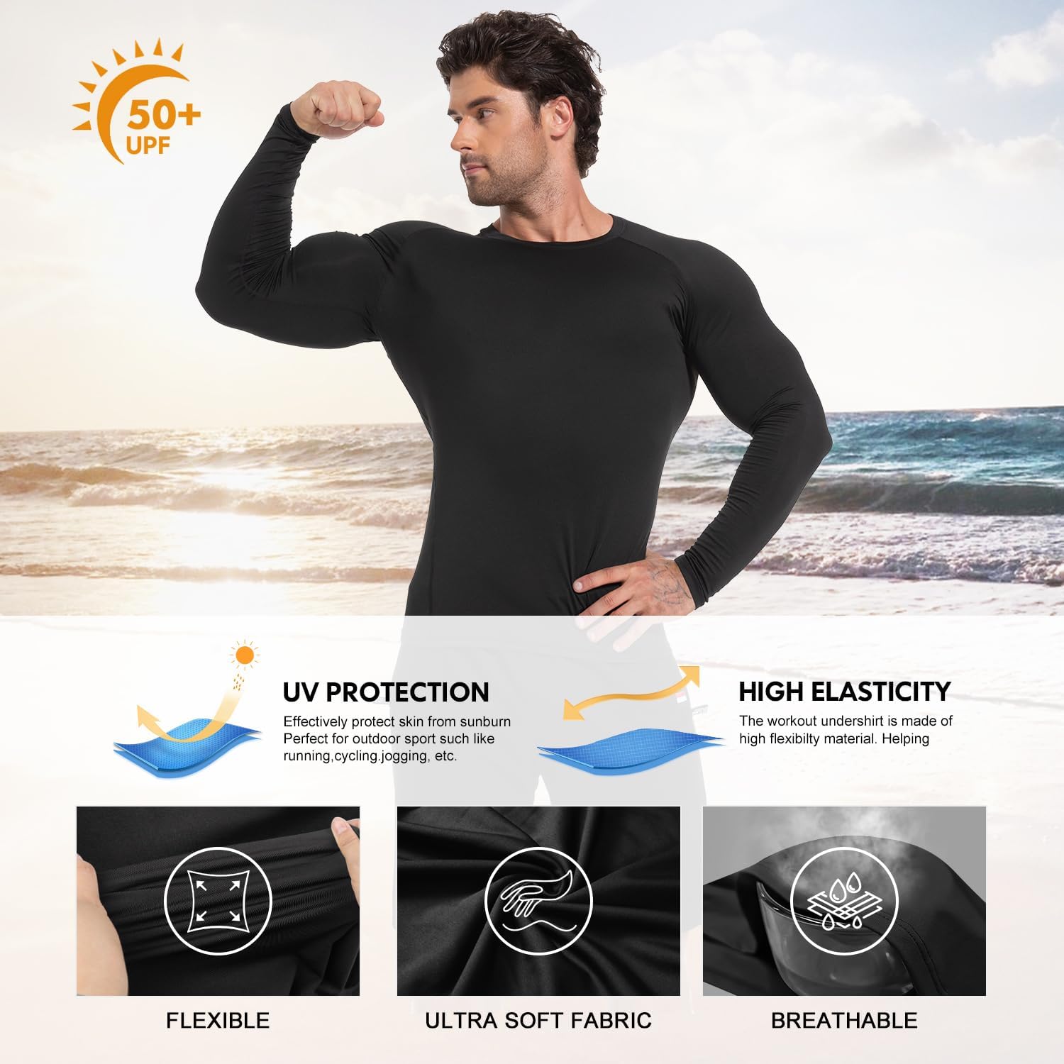 Detalle de Compression Shirts 4 Pack Cooling Dry for Men