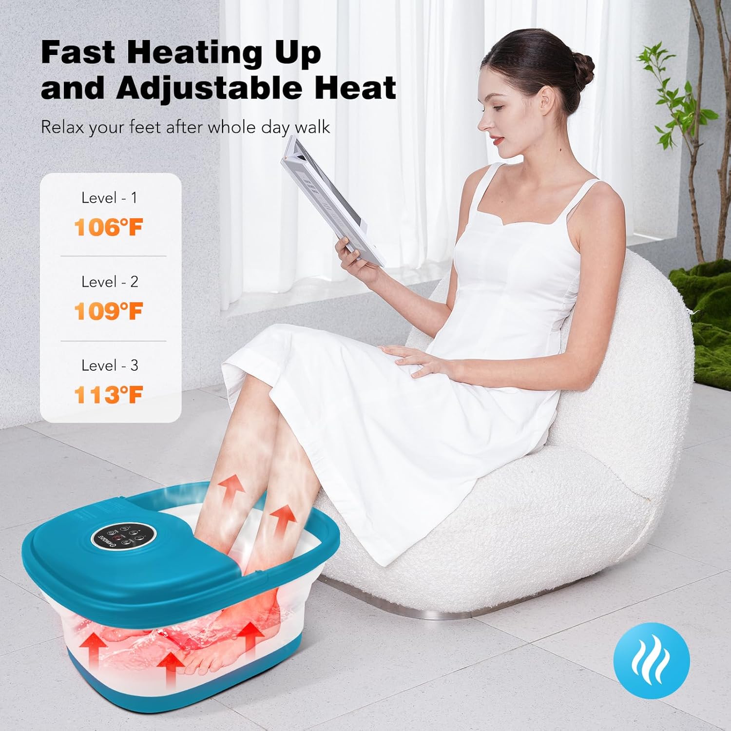 Detalle de KNQZE Collapsible Foot Spa with Heat, Remote Control, and Massage Features