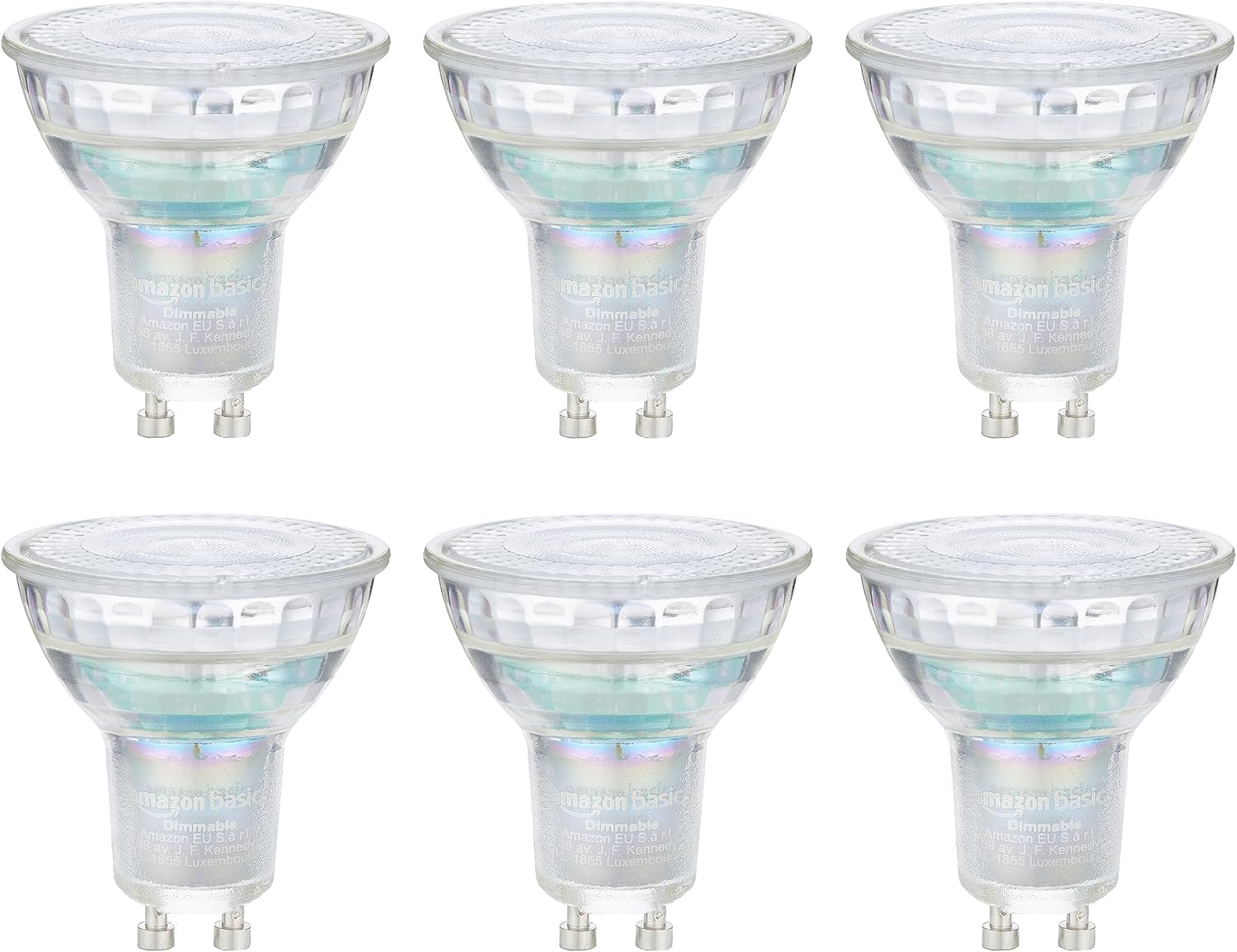 Detalle de Amazon Basics Professional LED GU10 Spotlight Bulb (6-Pack) – 4.8W, 2700K Warm White, Dimmable