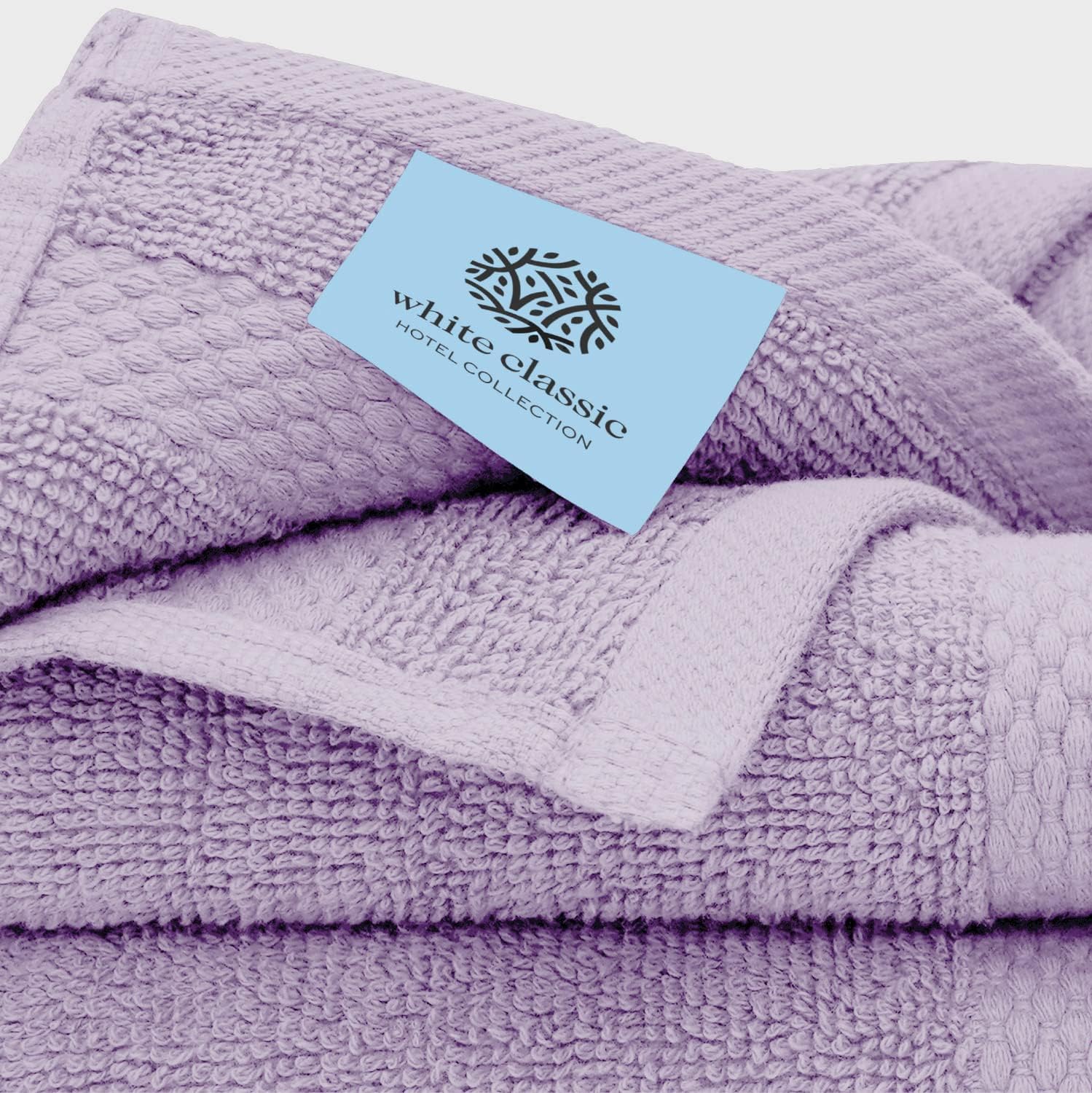 Detalle 1 de White Classic Bath Towel Set, Lavender