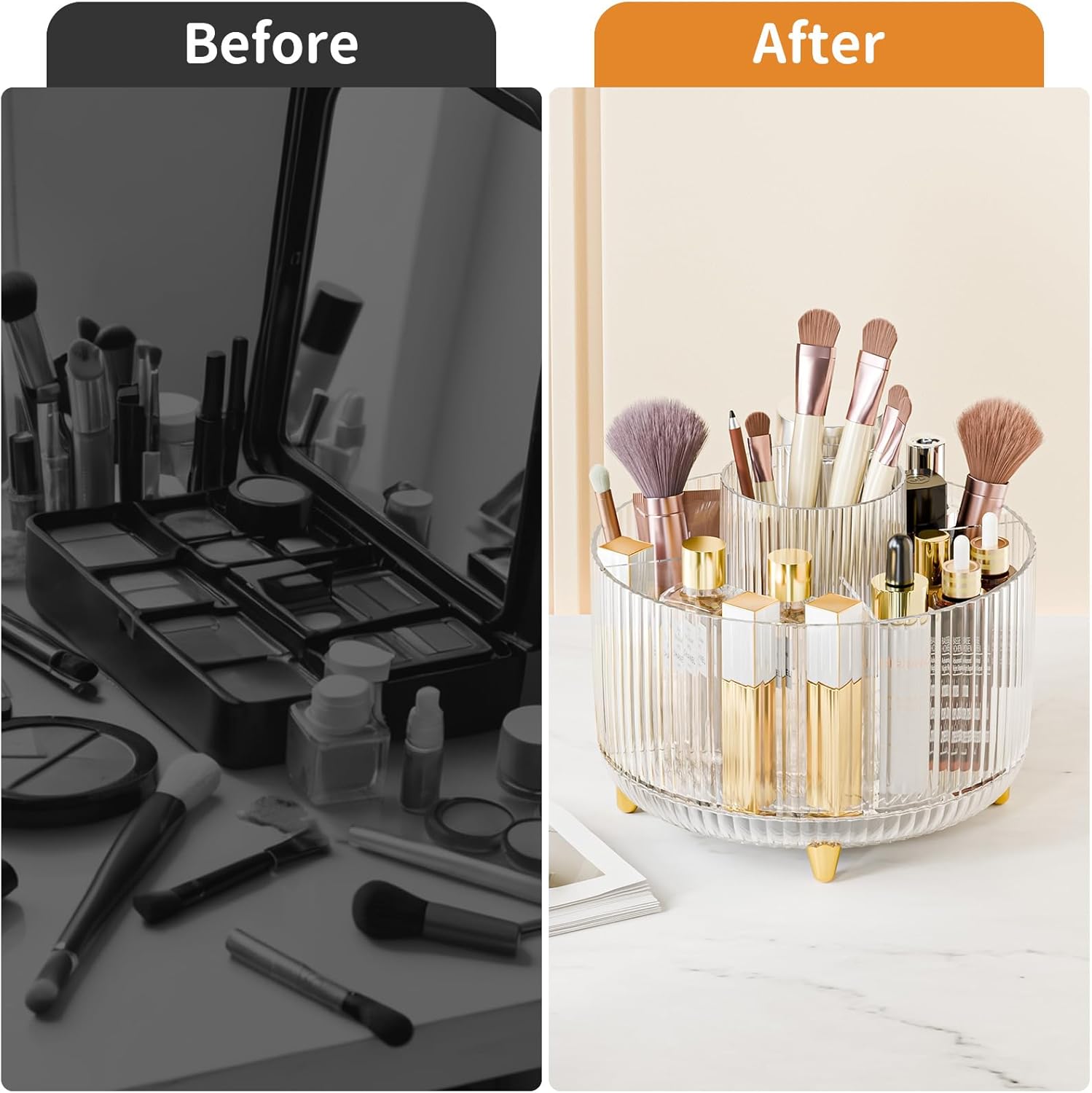 Thumbnail 6 de fanado 360° drehbarer Make-up-Organizer mit 5 Fächern (transparentes Design)