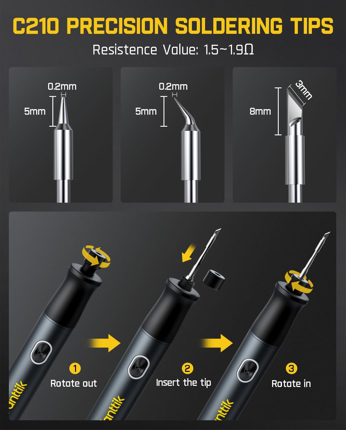 Thumbnail 3 de Fanttik T1 Max Soldering Iron Kit — Cordless, Fast Heat, 4 Tips and Stand