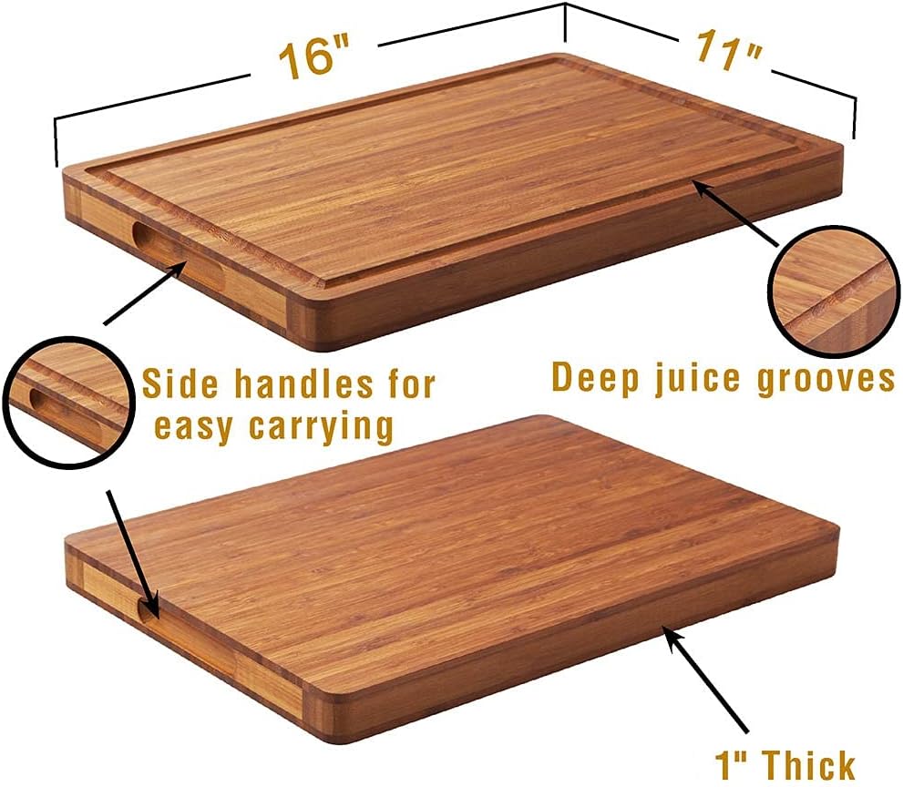Thumbnail 5 de Bamboo Wood Cutting Board 16x11, 1" Thick 🍽