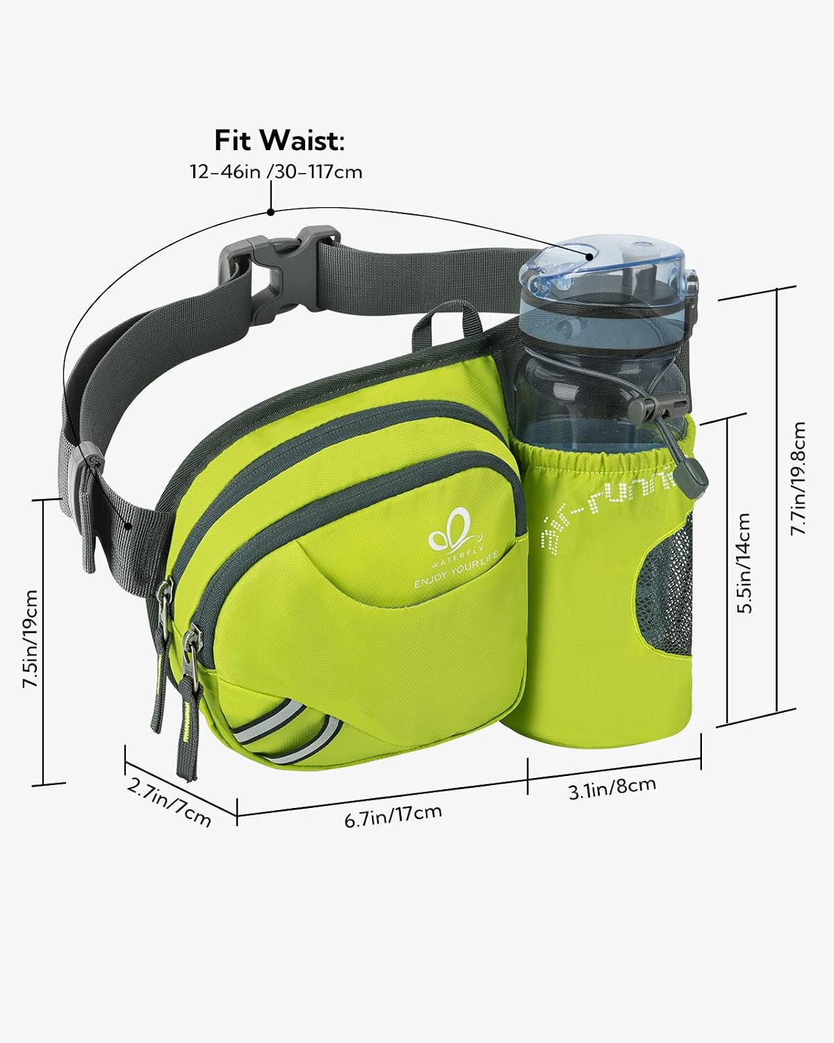 Thumbnail 1 de Waterfly Gürteltasche/Bauchtasche mit Flaschenhalter (hellgrün) – wasserdicht & atmungsaktiv für Sport und Outdoor