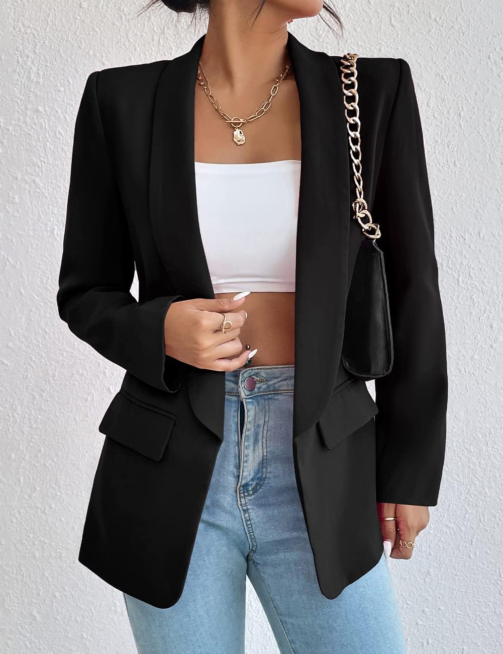 Thumbnail 1 de ALSOGO Damen Blazer Langer Casual Open Front – Büro-Style mit Taschen