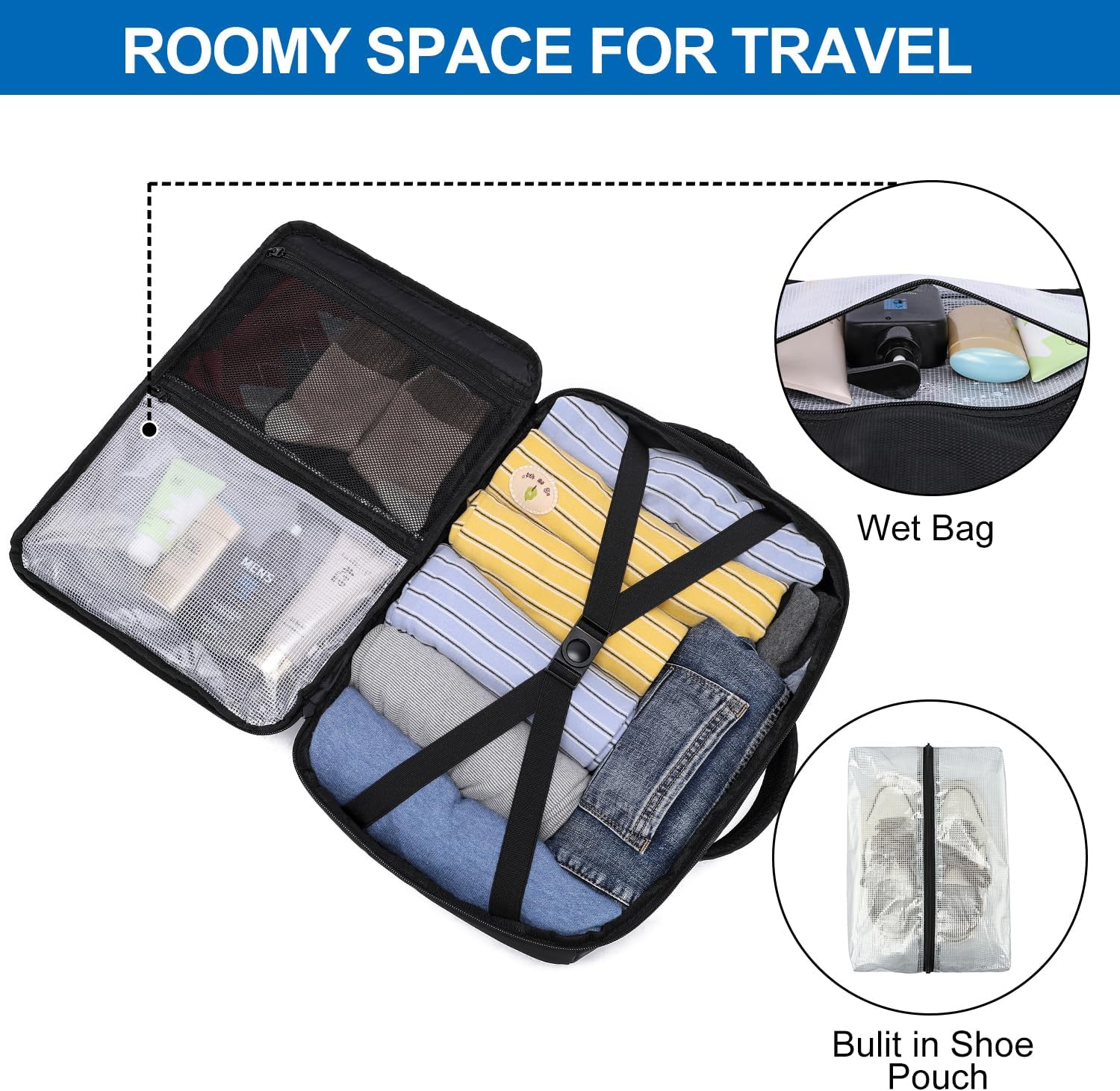 Thumbnail 3 de Travel Backpack for Men: Airplane Approved 24L Carry-On with Laptop Compartment, Shoe Pouch, and TSA-Ready Design (15.6 inch Laptop)
