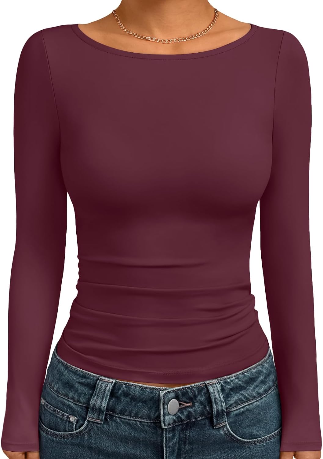 Detalle de Trendy Queen Boat Neck Long Sleeve Top
