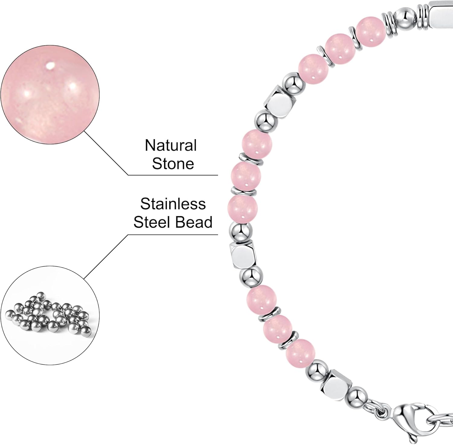 Thumbnail 4 de SIUMAL Bracelet Femme en Pierre Naturelle et Acier Inoxydable – Bohème Élégant