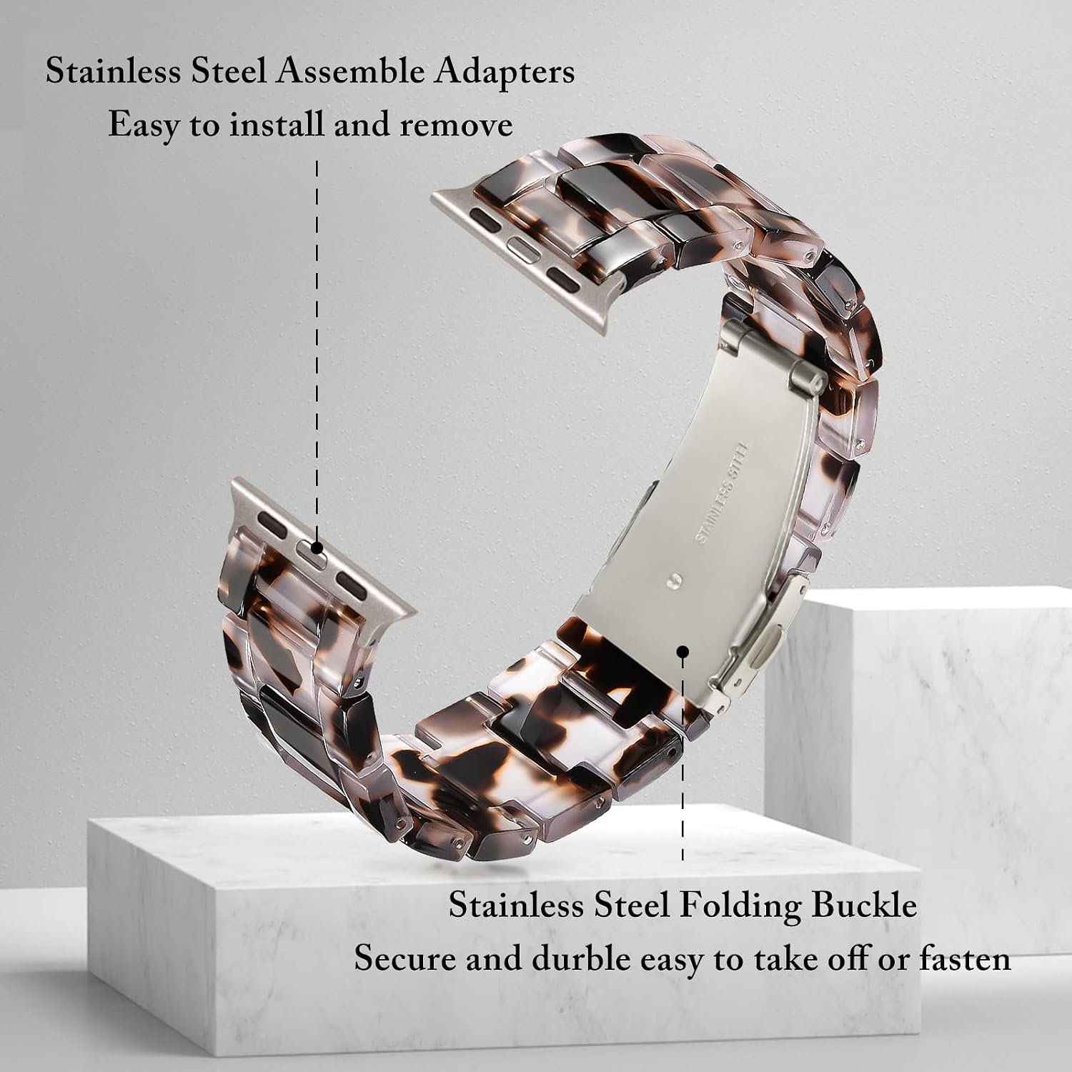 Detalle de V.R.HOPE Modern Resin Straps for Apple Watch (French grey - Starlight), 38mm–42mm
