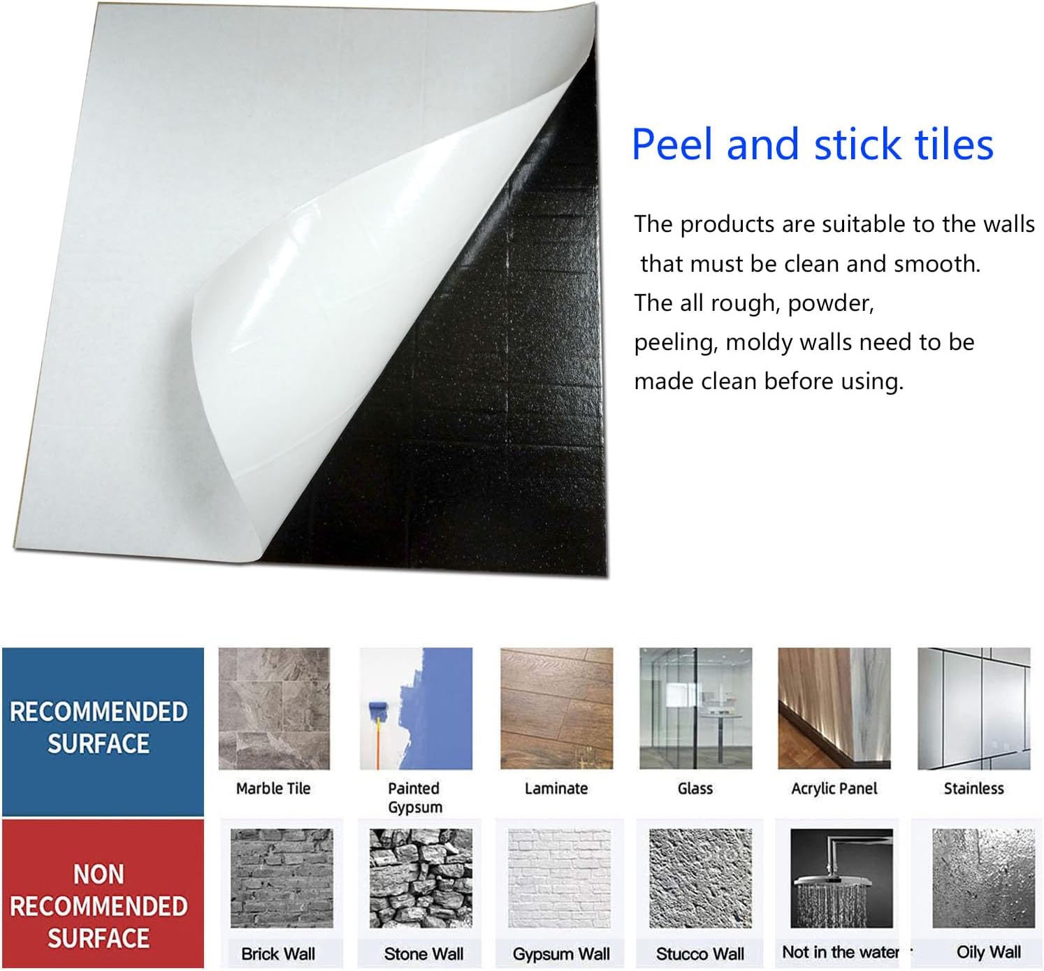Thumbnail 5 de XUANINY XY-1548 Peel-and-Stick Aluminum Mosaic Backsplash Tiles, Frosted Silver, 8-Pack
