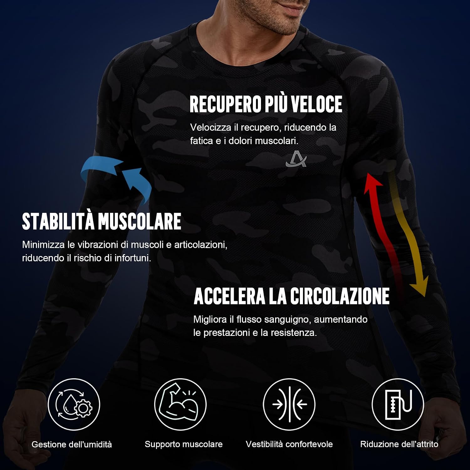 Thumbnail 4 de AMZSPORT Maglia Compressione Lunghe Uomo