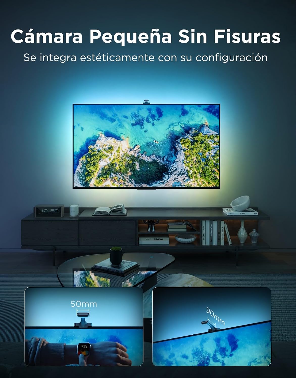 Detalle 2 de Govee TV Hintergrundbeleuchtung 3 Dual-Kamera 5M – RGBWIC, 60 LEDs/m, 75–85 Zoll mit Matter-Unterstützung