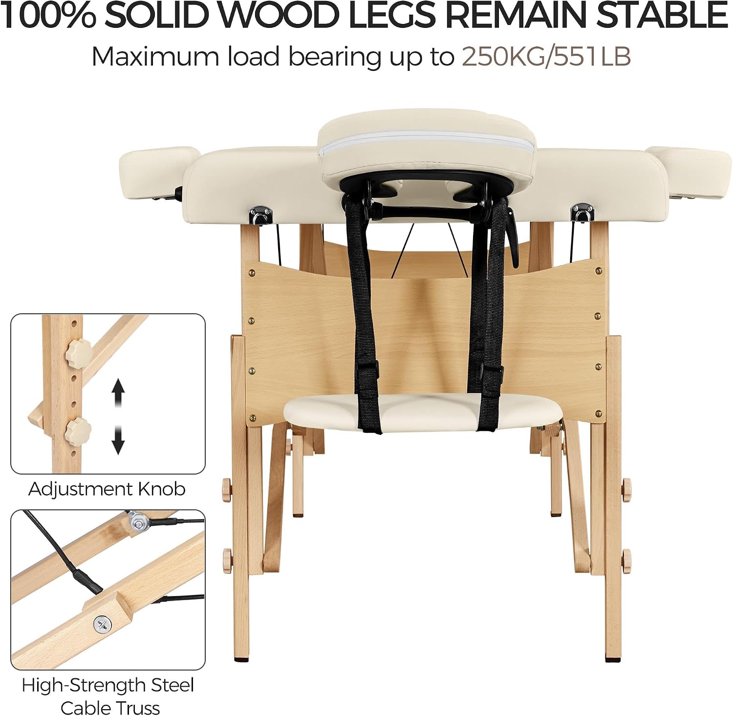 Thumbnail 6 de Yaheetech YTauet0001001 Folding Massage Table, 28-Inch Wide, Height-Adjustable