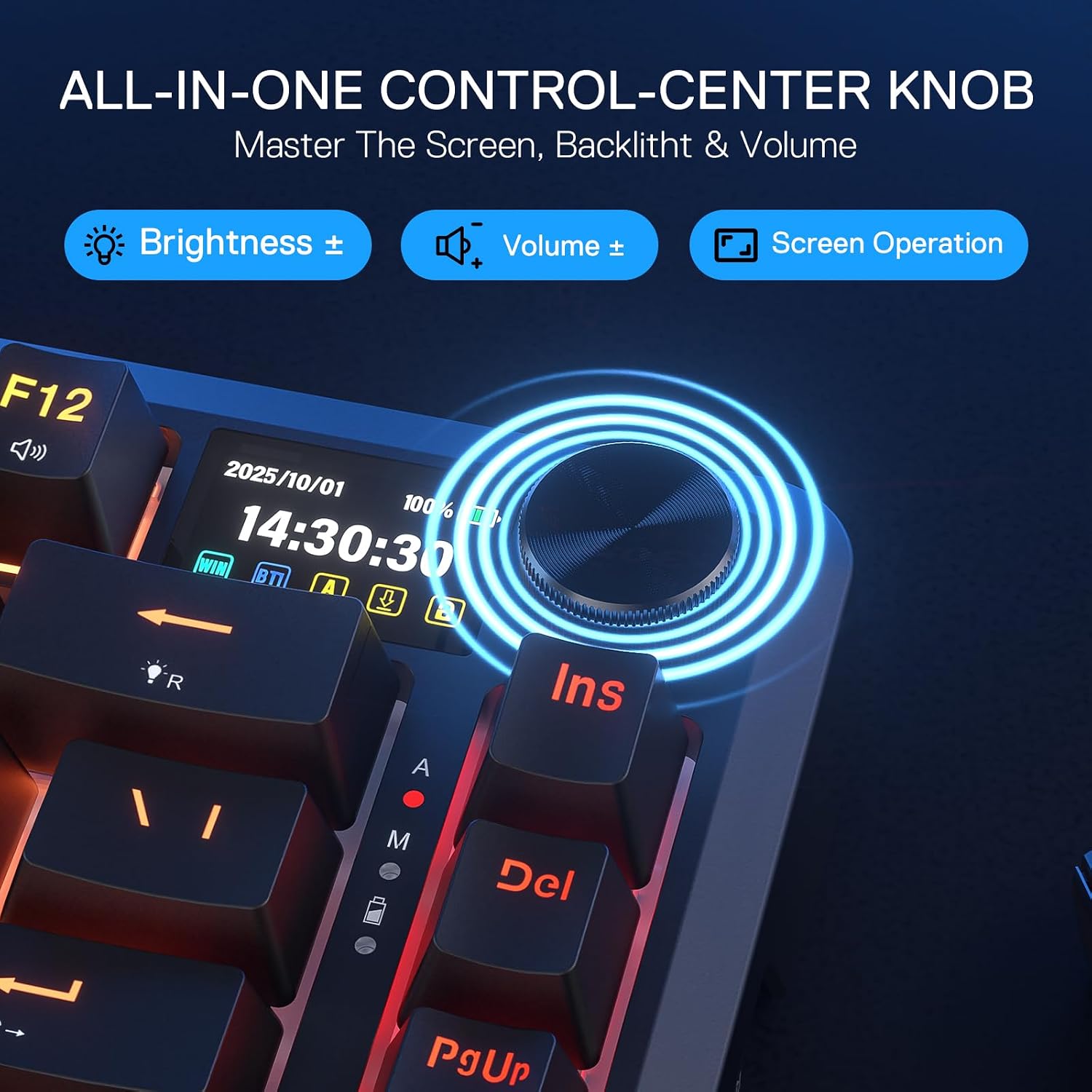 Detalle 2 de Redragon K724 Pro : clavier mécanique sans fil 81 touches avec écran TFT 2,9 cm