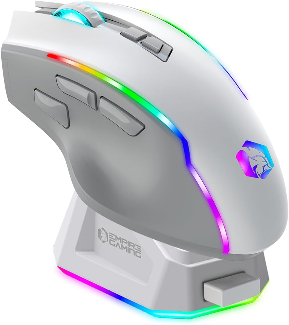 EMPIRE GAMING RF908 — souris gamer sans fil rechargeable RGB (WiFi 2,4 GHz / Bluetooth / USB-C)