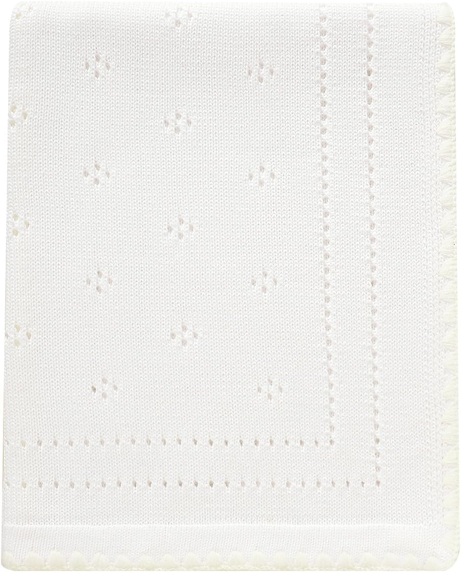 DovFanny 100% Cotton Baby Blanket: Soft Knitted Crochet Cellular Cover for Newborns