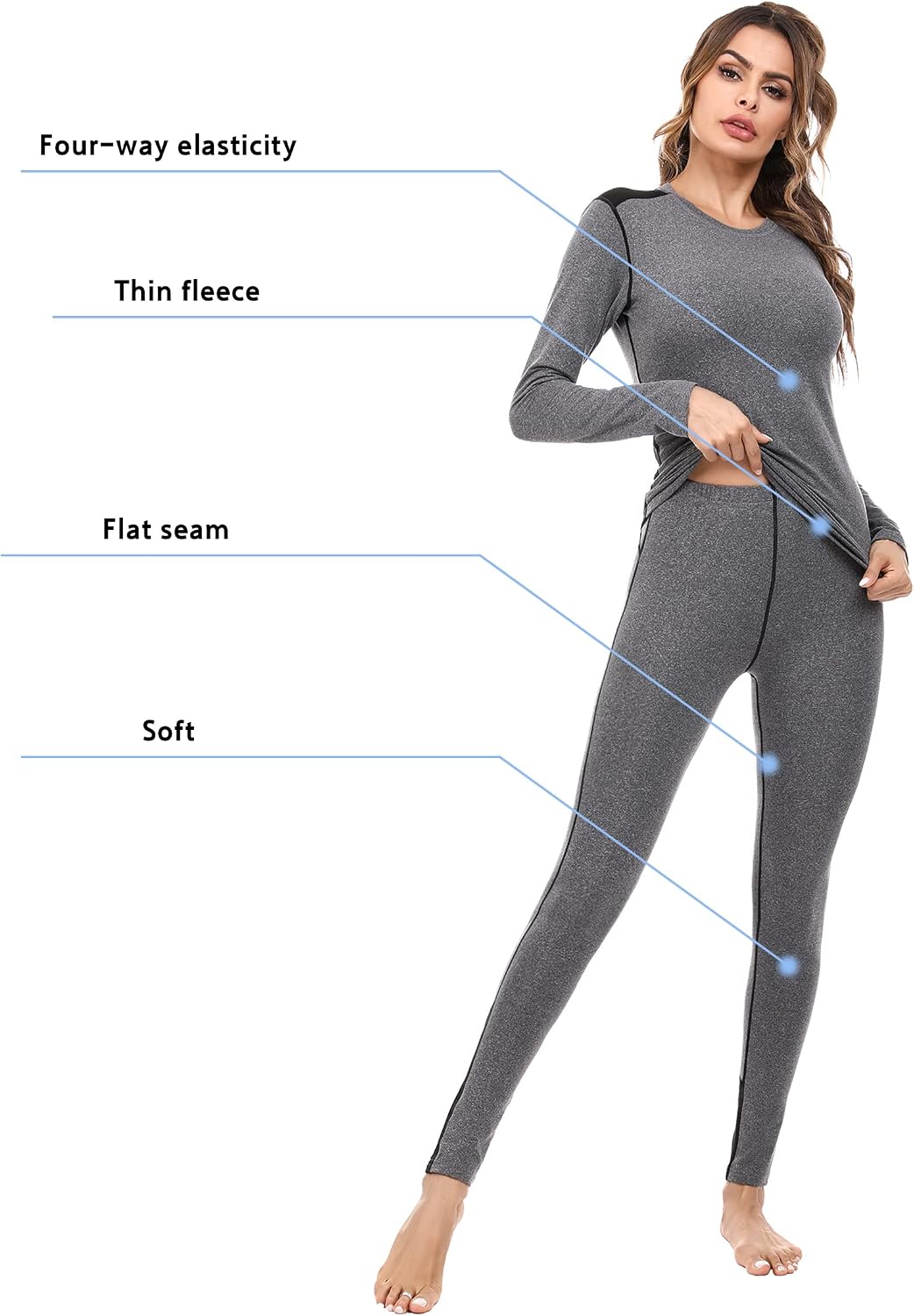 Detalle 2 de Completo intimo termico donna Terecey: maglia a maniche lunghe e leggings/pantaloni per l’inverno