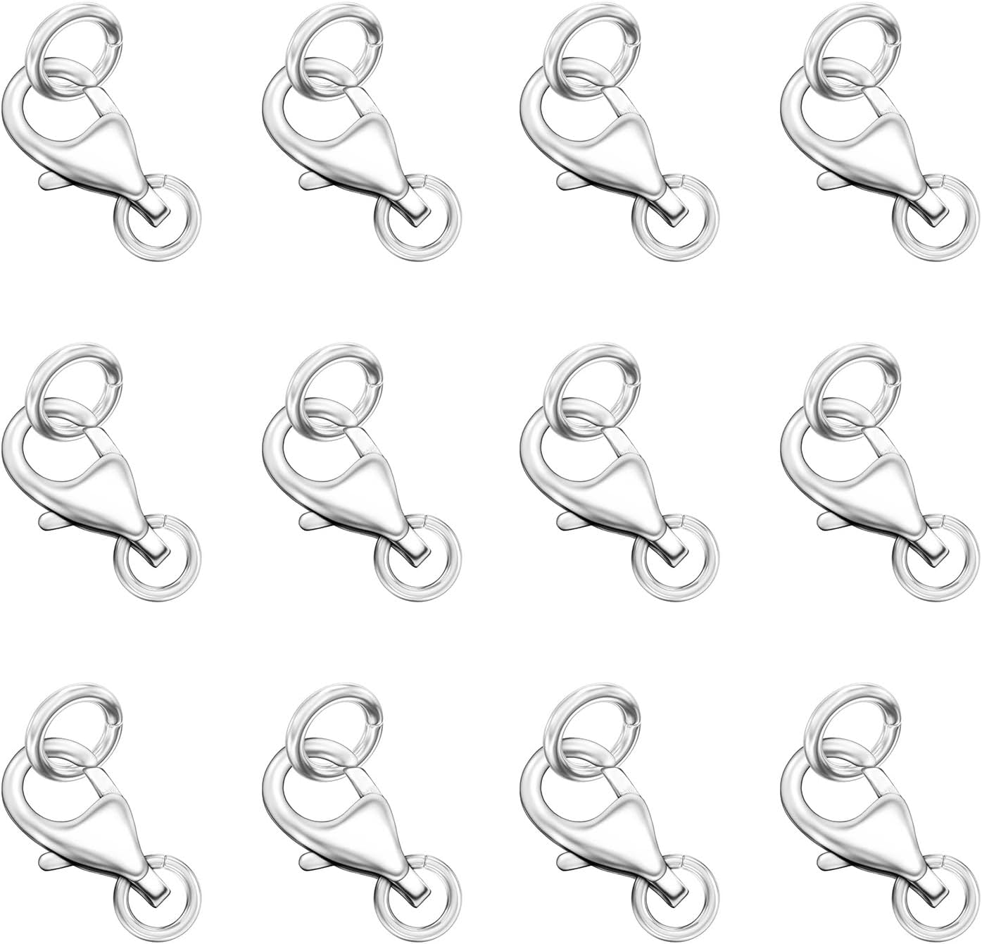 Detalle de OHINGLT A Lobster Clasps for Jewelry Making, Brass, Silver Color, 12 Sets