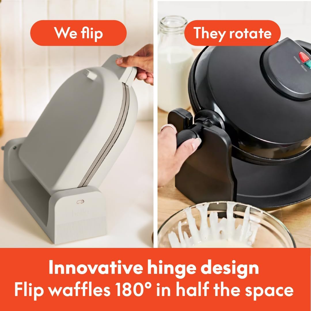 Thumbnail 2 de bella Fits-Anywhere Flip-n-Store Ceramic Belgian Waffle Maker, Oatmilk
