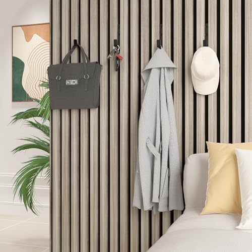 Detalle 2 de WWMH Kleiderhaken Akustikpaneele Haken 8 Stück – 13 mm Breit, Schwarz, Metall