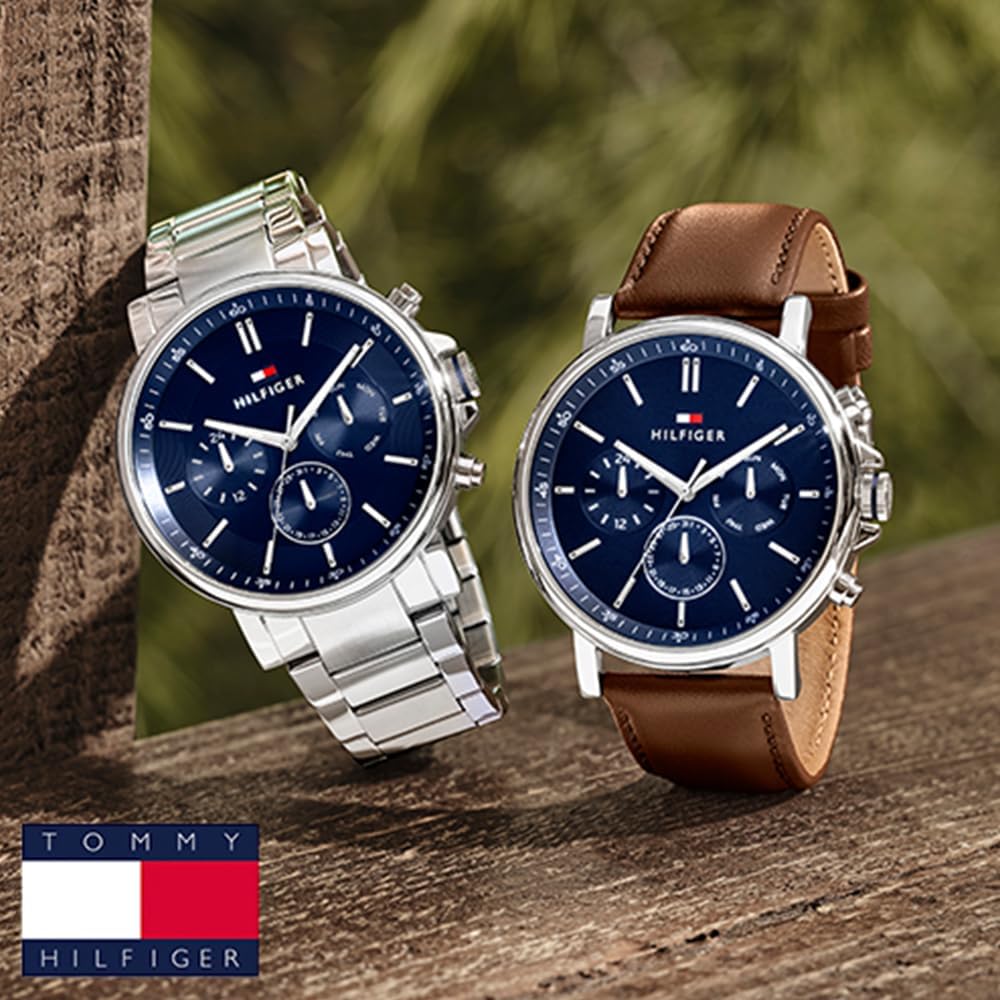 Detalle de Tommy Hilfiger klassiek multifunctioneel quartzhorloge voor heren, bruin