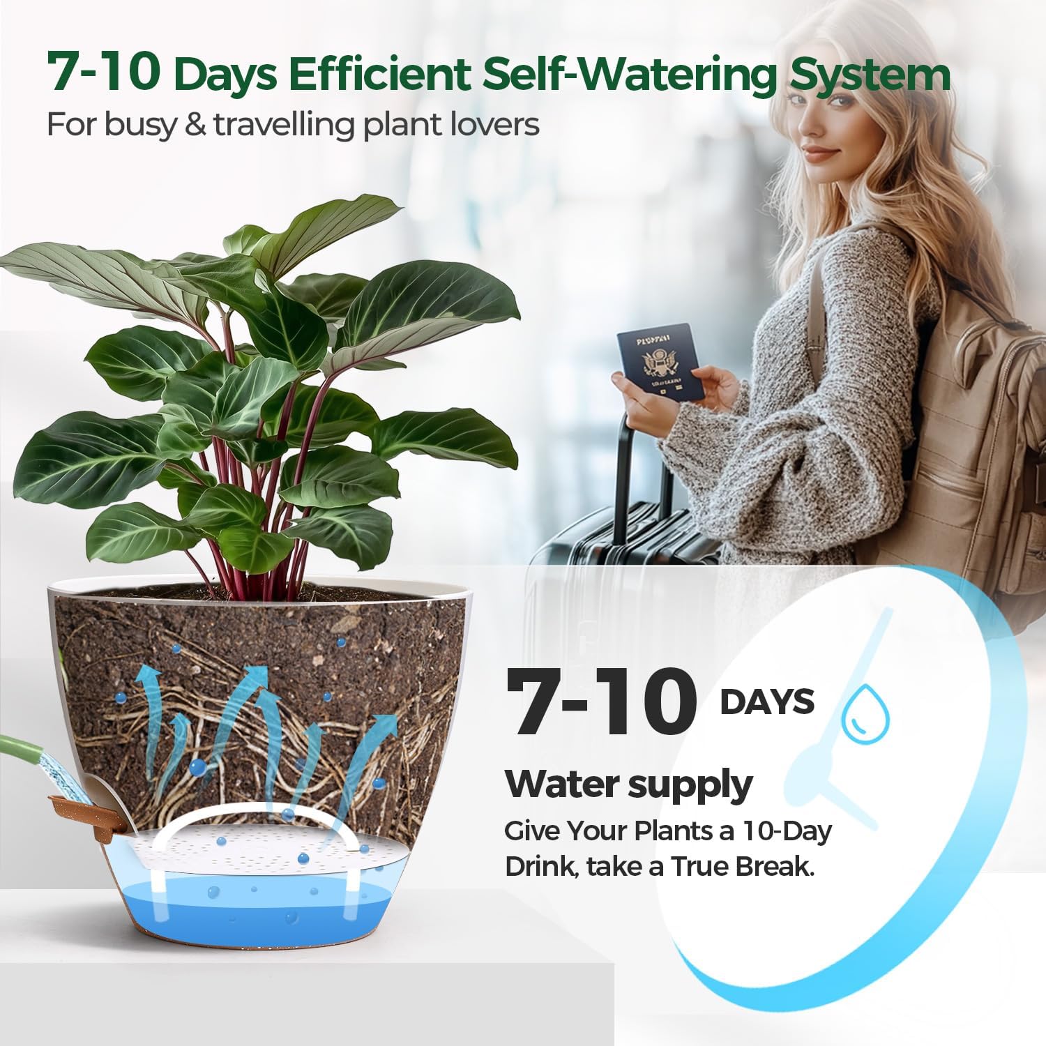 Detalle de T4U 15cm self watering plant pots 4 pack