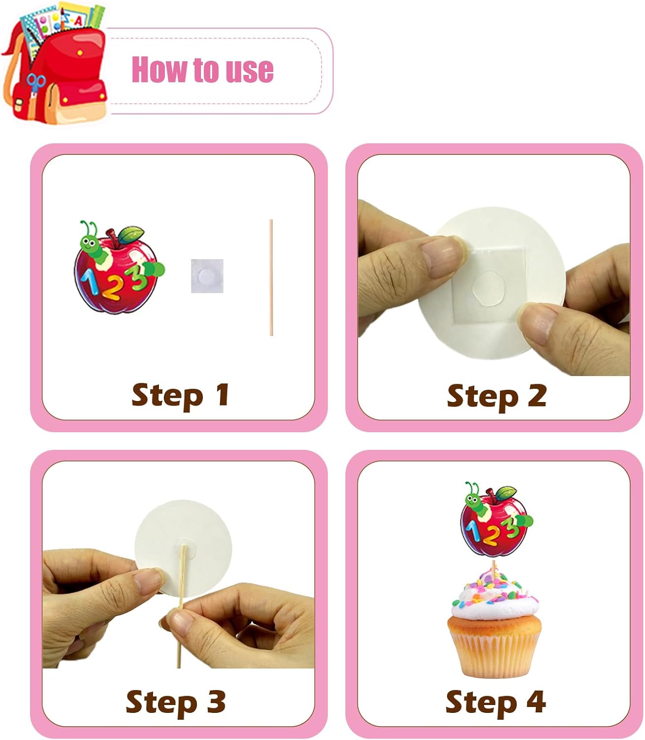 Detalle 2 de Back to School Cupcake Toppers Decorations – VARACL 32PCS