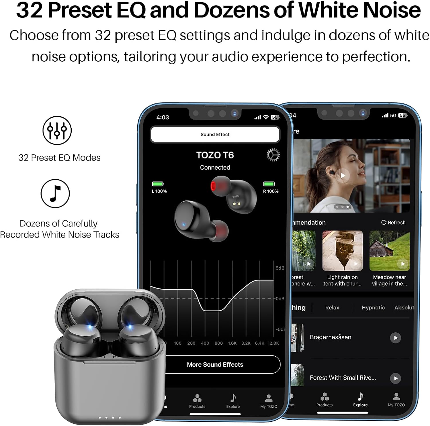 Detalle de TOZO T6 In-Ear Kopfhörer 50 Std. Akkulaufzeit