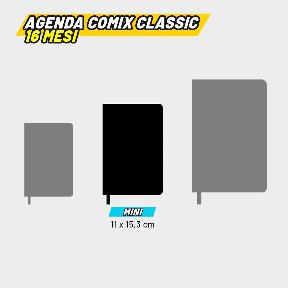 Detalle de COMIX Agenda 2027 Giornaliera 16 Mesi: diario compatto con copertina rigida, fumetti cult e stile Gen Z