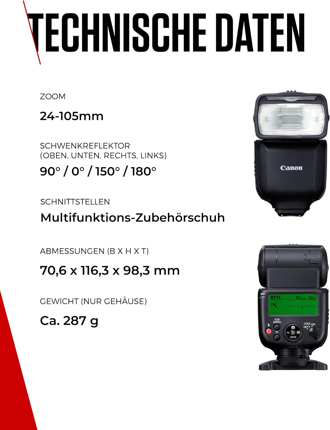 Detalle de Canon Speedlite EL-10 Blitzgerät – kompakte Blitzlösung mit Leitzahl 40 für Canon EOS R und mehr