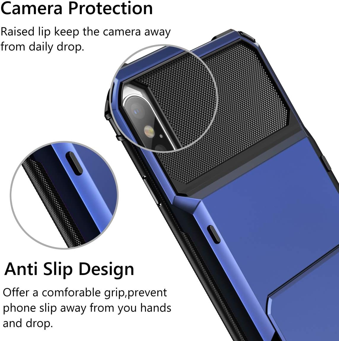 Detalle 1 de Vofolen Fcard-Xs Max-Navy Wallet Case for iPhone XS Max, 4-Card Holder