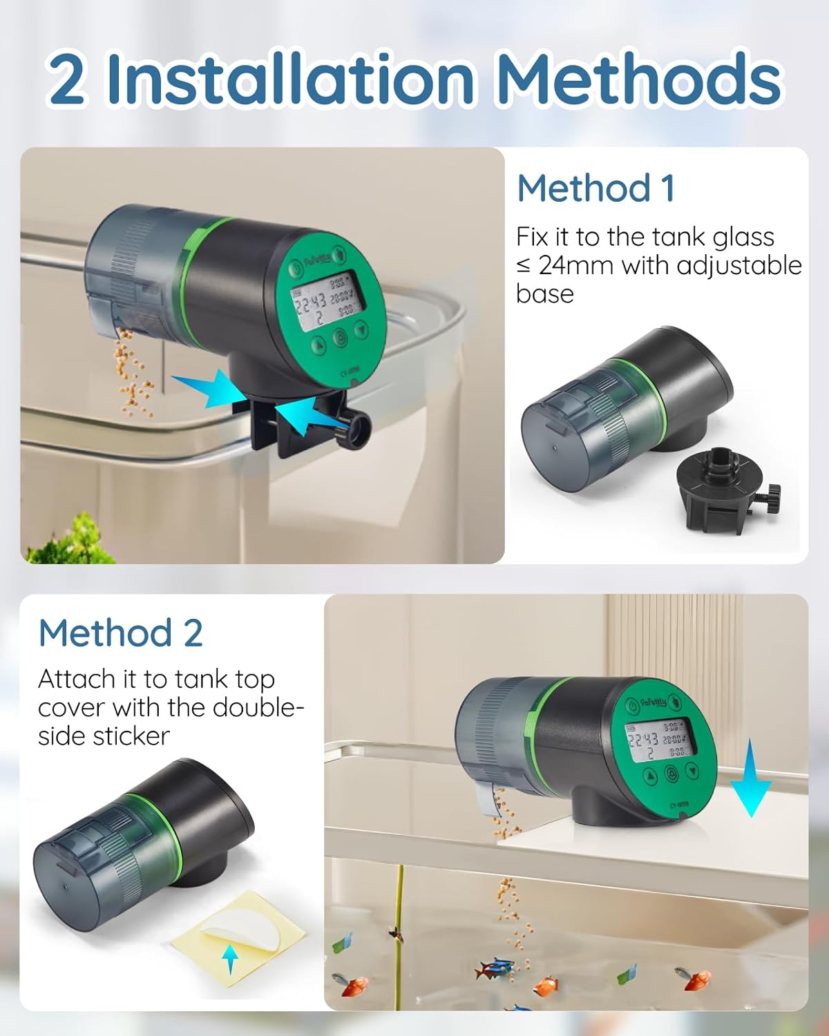 Detalle de Automatic fish feeder timer 200ml