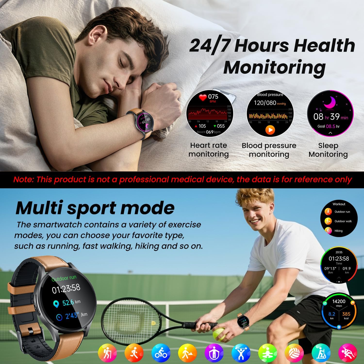 Detalle 2 de Orologio Smartwatch Uomo con ECG, HRV e Monitoraggio 24/7 – AMOLED 1.43