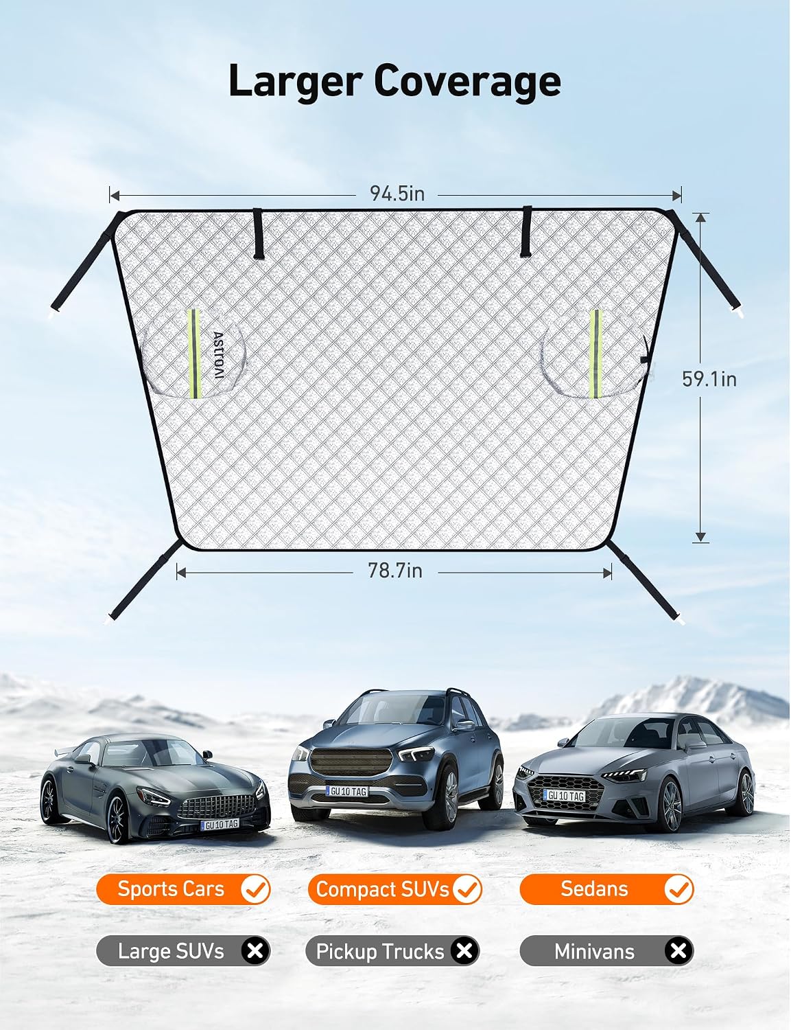 Thumbnail 6 de AstroAI Windshield Snow Cover, 4-Layer