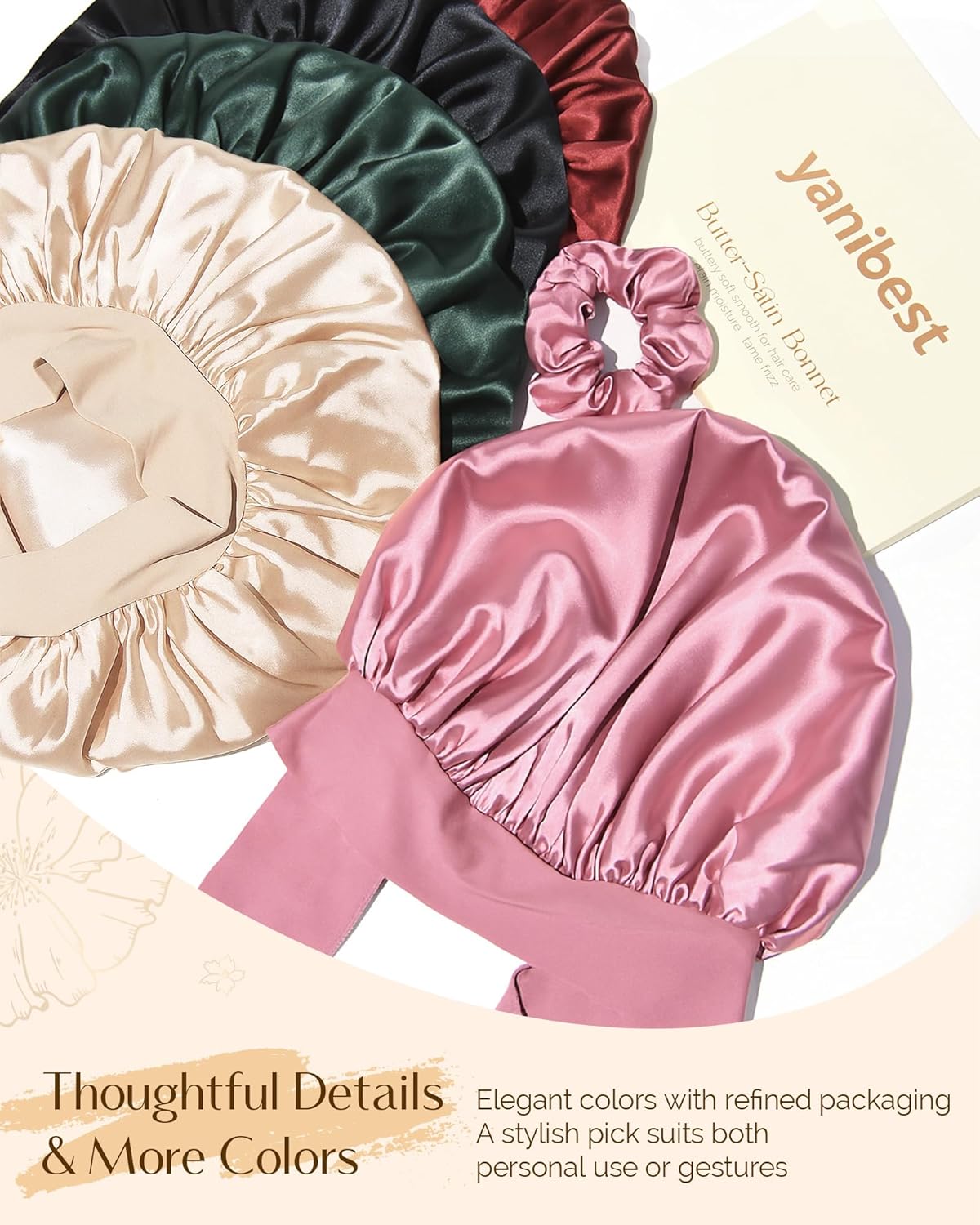 Thumbnail 6 de YANIBEST Adjustable Double Layer Satin Bonnet for Sleep: Frizz Reduction & Moisture Lock