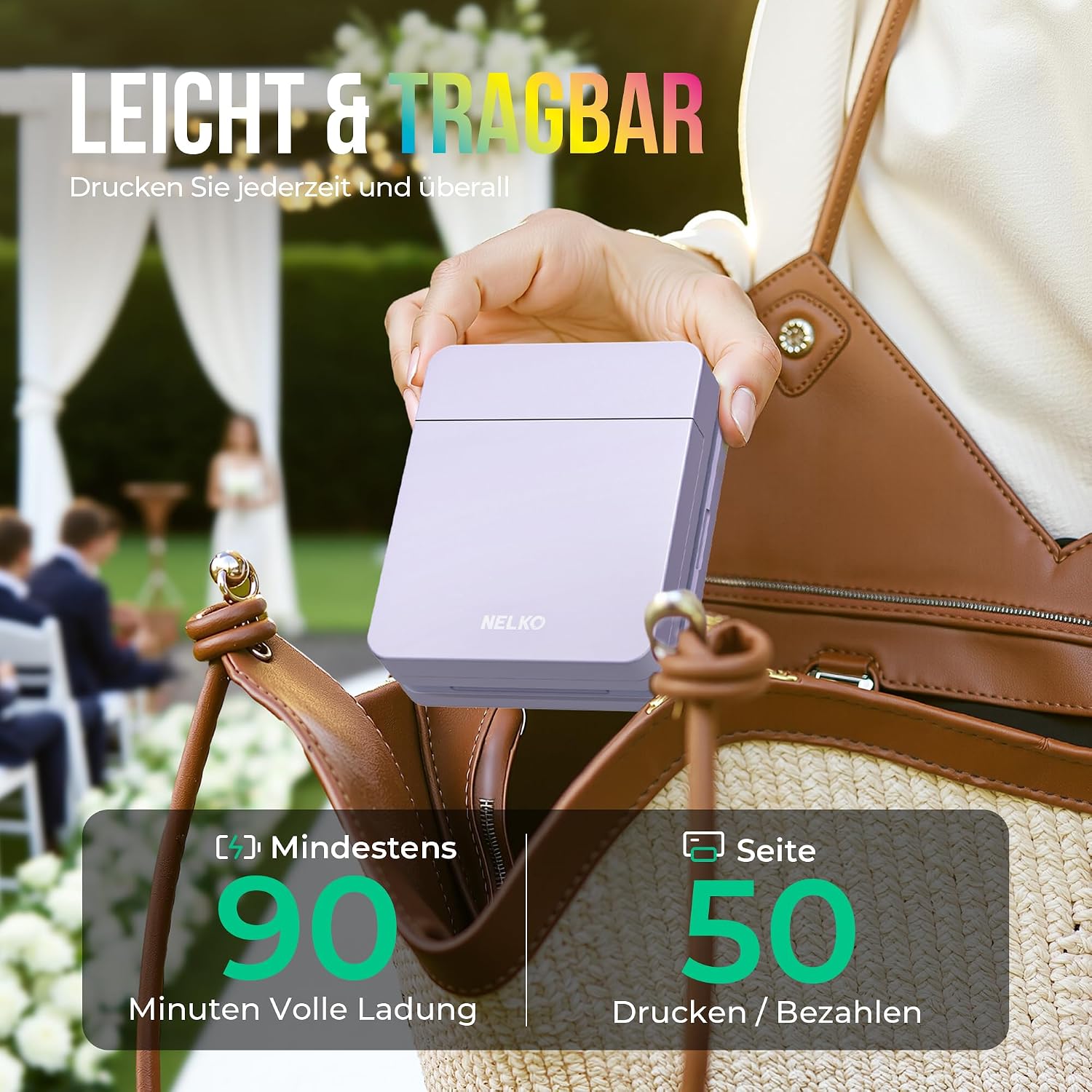 Detalle de Nelko Fotodrucker PP01 – Tragbarer Mini-Fotodrucker mit 20 Blatt Klebe-Fotopapier und AI-App